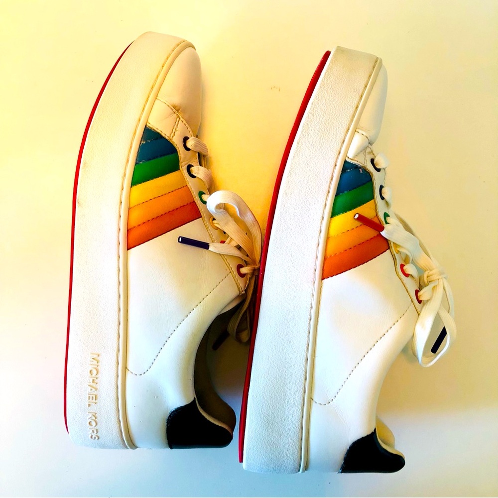 Michael Kors Women's White Rainbow Sneakers - Picture 10 of 11